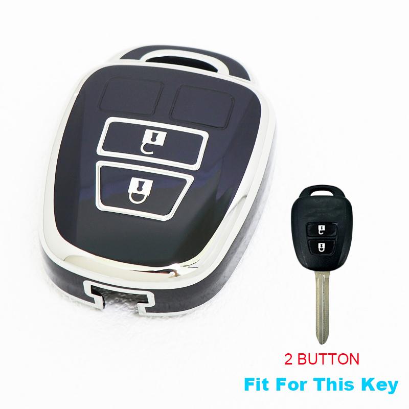 2 Buttons Gold Edge Tpu Auto Keyless Shell Fob Bag Protector Accessories For Toyota Prius Rav4 Camry Corolla Car Key Case Cover