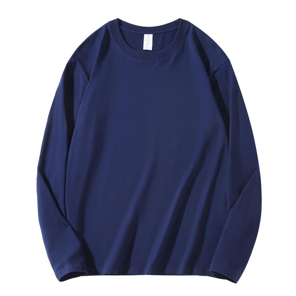 220g Heavyweight Pure Cotton Unisex Long Sleeve T-shirt - Loose Fit Solid Color Casual Sweatshirt