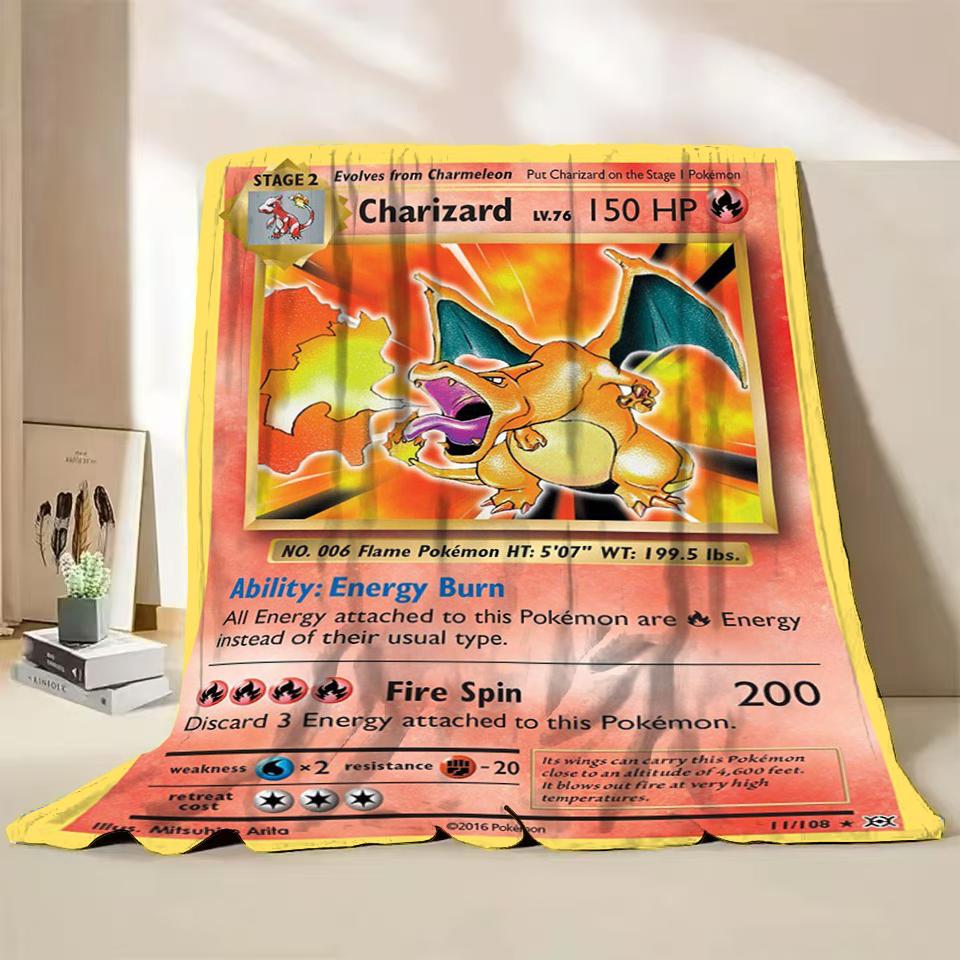 Pokémon Kaart Karakter Cartoon Flanellen Plaid Deken voor Slaapkamer Bed Bank Lunchpauze Picknick Reisdekens Kinderen Zachte Cadeaus