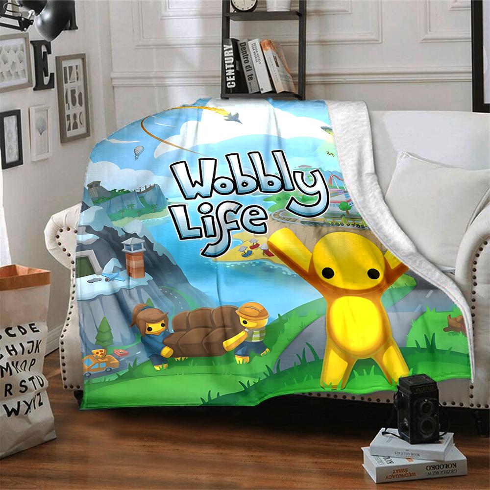 Wobbly Life Sandbox Adventure Flannel Blanket Super Soft Warm Cozy Blanket for Sofa Bed Office Travel All‑Season Home Decor Gift