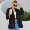 Costum de toamnă de primăvară pentru femei, haină formală, stil de afaceri, cu închidere cu nasturi, cardigan, culoare solidă, mărime mare, rever strâns, buzunare cu mânecă lungă, jachetă OL pentru navetă