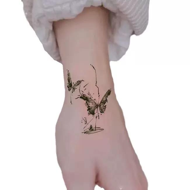 Bergschmetterling Frühlingsgrüner Schmetterling Hohe Schönheit Kleine Farbe Schmetterling Tattoo Aufkleber Wasserdicht Langlebig Frische Aufkleber