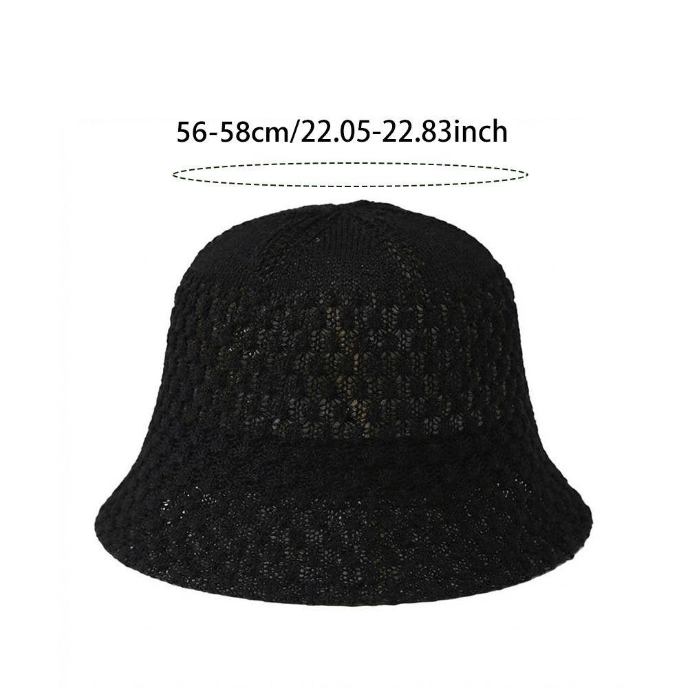 New Straw Weave Fisherman Cap Hollow Out Floppy Wide Brim Bucket Hat Foldable Breathable Sunshade Sun Hat Female