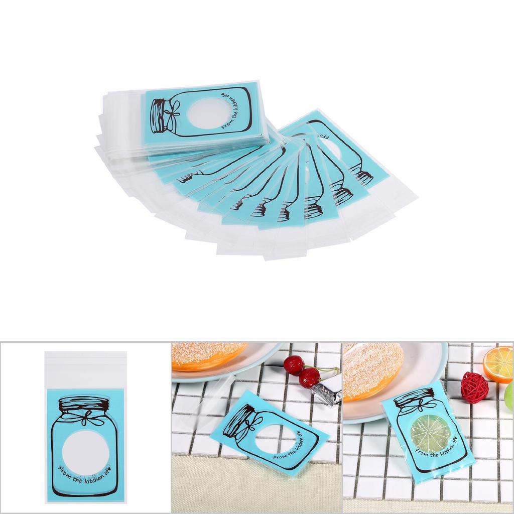 100pcs/Pack Lovely Plastic Candy Biscuit Cookies Gift Packaging Bag Party Supplies (Blue)