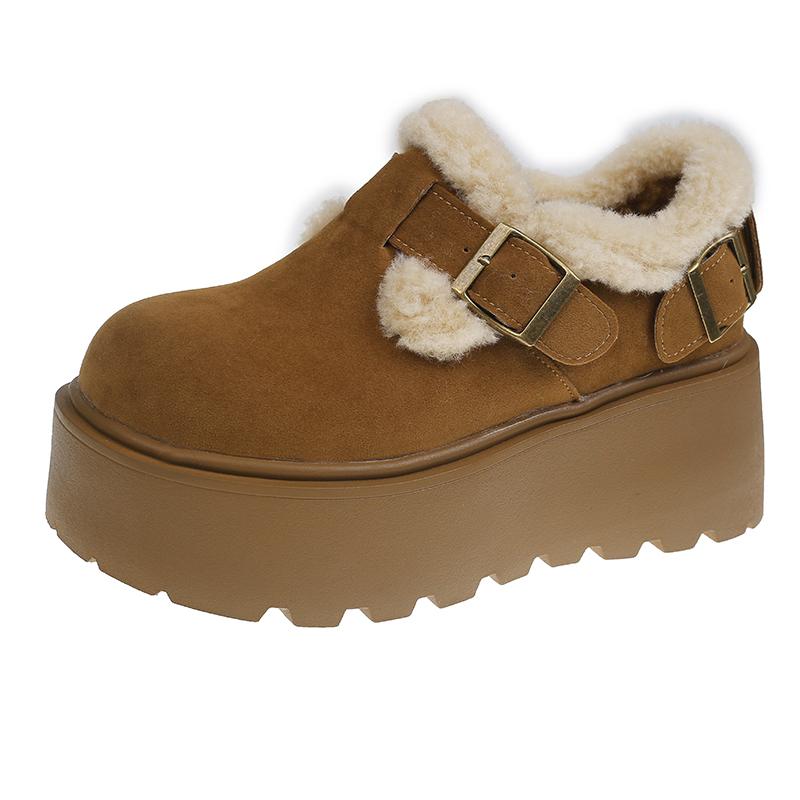 Fashion APHIXTA Platform Winter Plush Snow Boots Woman 8cm Thick Sole Shoes Women Warm Ankle Boots Buckle Women's Boots Size 35-40