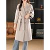 Double-sided Wool Coat for Women In Autumn and Winter Latest Double-breasted Mid-length Single Color Relaxed Fit Temperament Trendyable Wool Coat