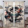 Home Interior Curtains for Camera Japanese Animals Modern Living Room Curtains 2 Pieces Partition Blackout Curtain Shades Child