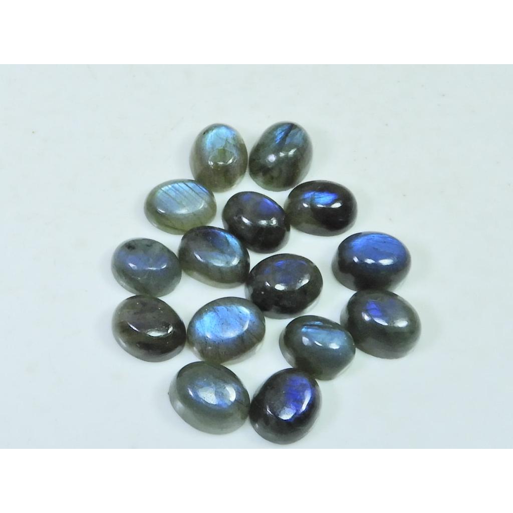 8X10MM Natural Labradorite Blue Fire Oval Cabochon Loose Gemstone 15Pcs Lot C-1087