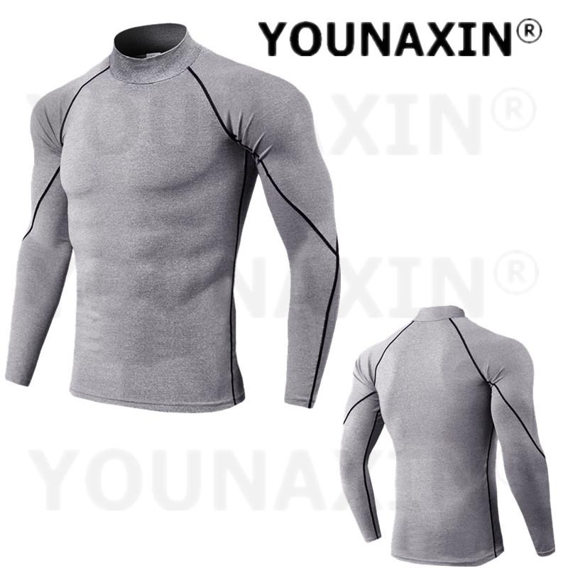 Men's High-necked Sports Long Sleeves T-shirts Skinny Fitness Clothes Yoga Training Running Quick-drying Cycling Tights Top S M L XL 2XL 3XL