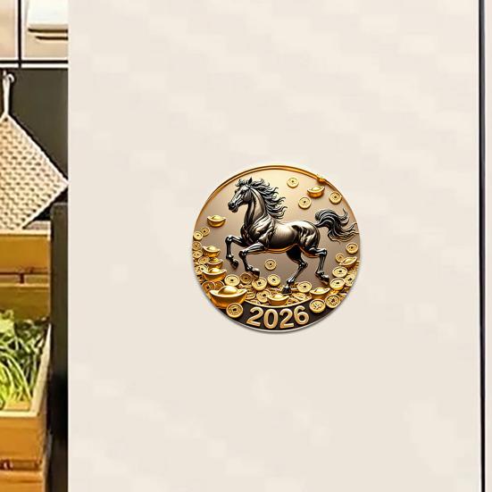 2026 Year of The Horse Fridge Magnet Acrylic Auspicious Horse Refrigerator Magnet Chinese New Year Festival Home Kitchen Door Locker Decoration