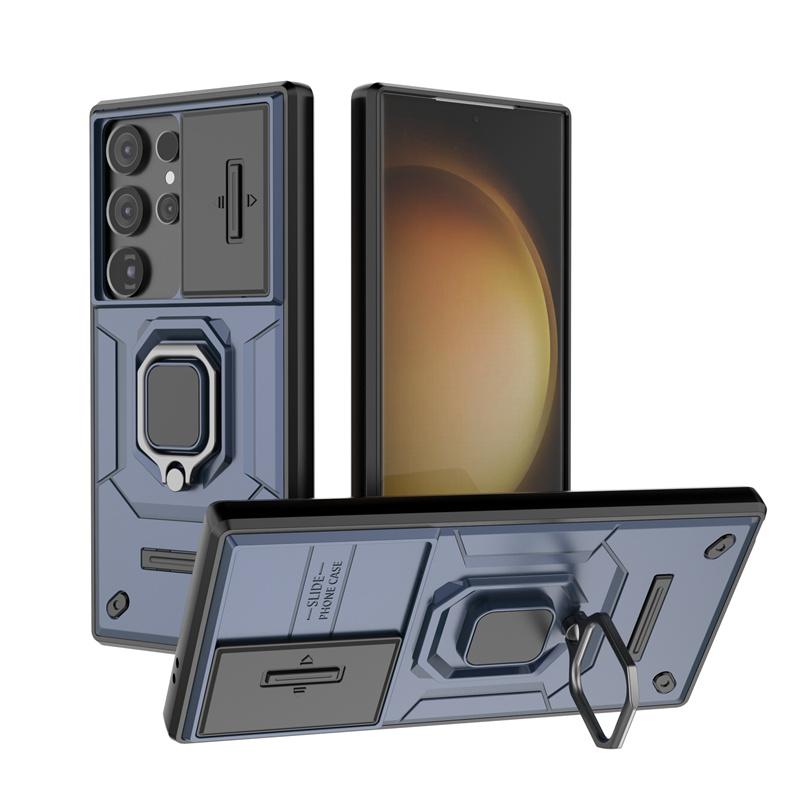 Posuvný kryt fotoaparátu Armor pro Samsung Galaxy S25 Ultra S24 FE S23 Plus A54 A55 M56 A26 A36 A56 5G Kryt s magnetickým kroužkem pro ochranu objektivu