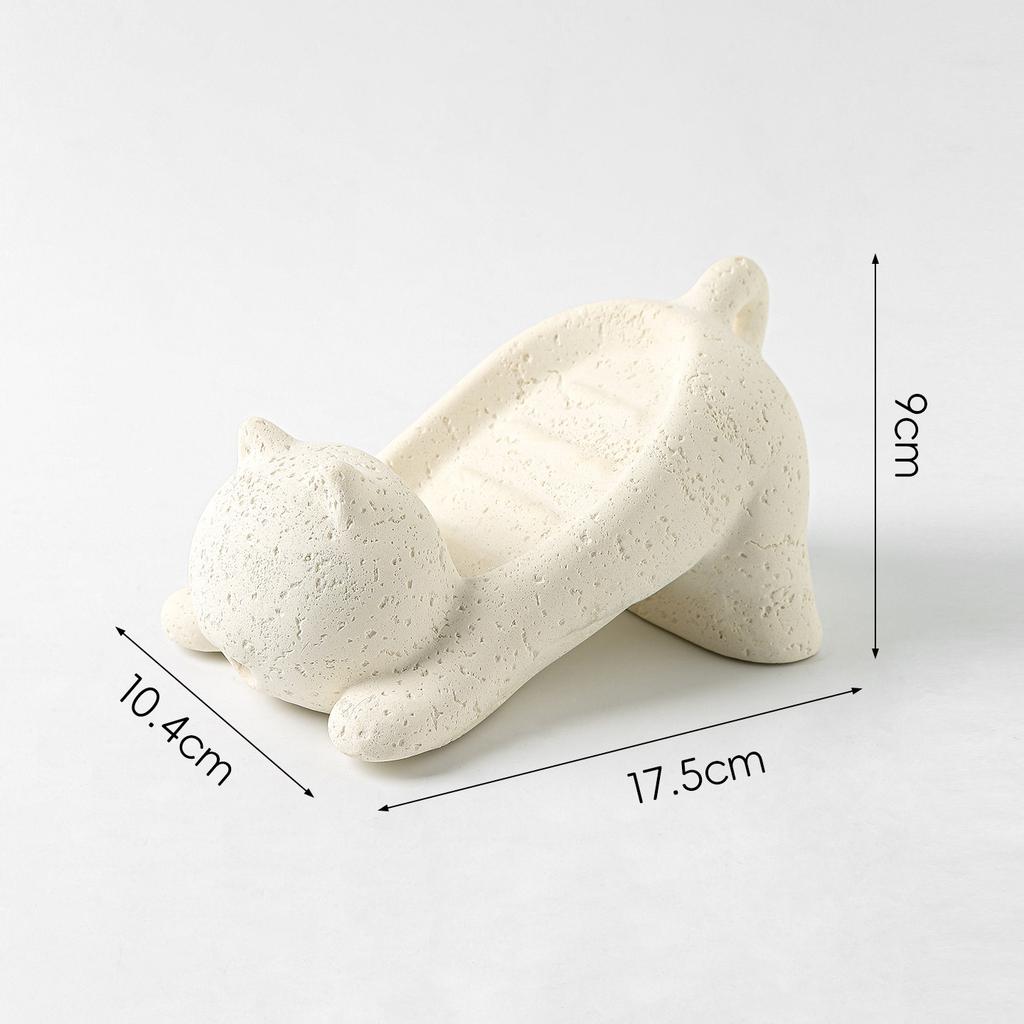 Cave Stone Soap Box Cartoon Animal Cat Drain Soap Box Bathroom Shelf Washing Table Drain Soap Box Bathroom Decoration