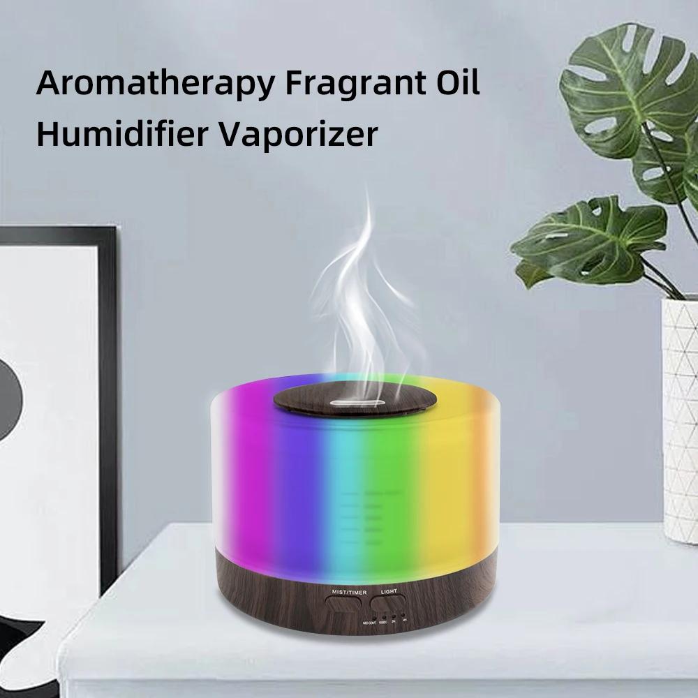 Spa Gift Set - Wood Finish Essential Oil Diffuser with 6 Fragrance Oils & Color-Changing Night Light