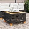 Garden Table Black 55x55x36 Cm Poly Rattan Acacia Wood