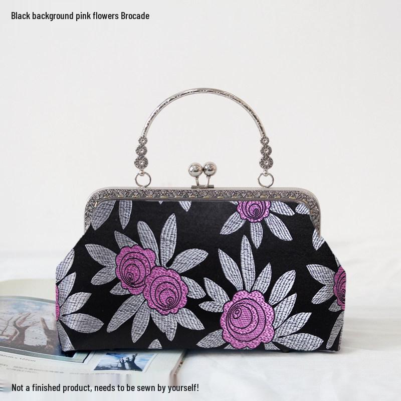 Short Style Handbag Material Kit - Handmade, Multiple Styles, Square Clasp Bag, Includes 20 Needles