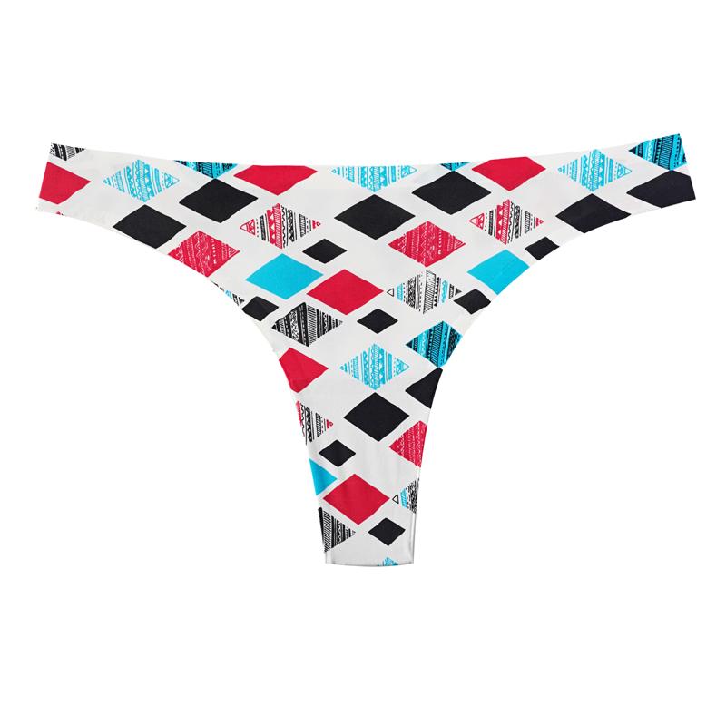 CINOON Women’s Sexy Seamless Thong One Piece Ice Silk Low Rise T‑Back  Pure Desire Printed Sporty G‑String