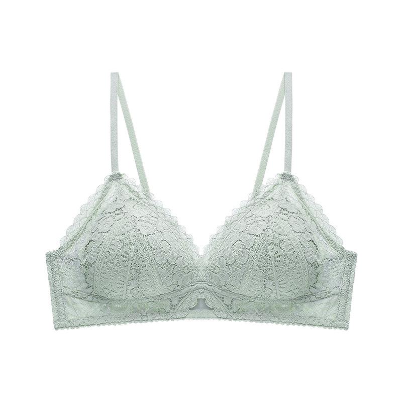 French Lace Push-Up Triangle Bra - Seamless, Thin Straps, Anti-Sagging Design for Women
