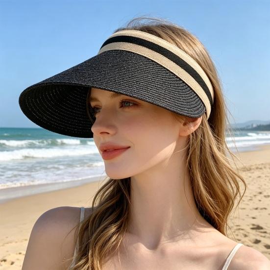 Summer Foldable Sun Hat, Breathable Braided Straw Hat, Portable UV Protection Hat for Beach Travel Hiking