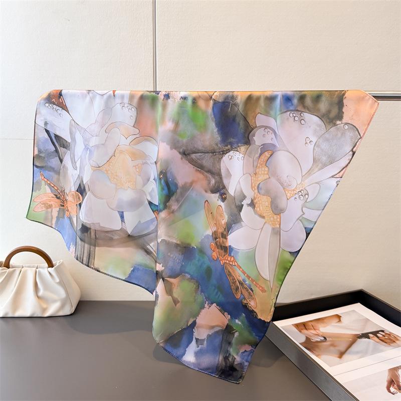 2026 New Luxury Style Square Scarves Women Silk Scarf Floral Bandana Small Neckties Hairbands Foulard Shawl