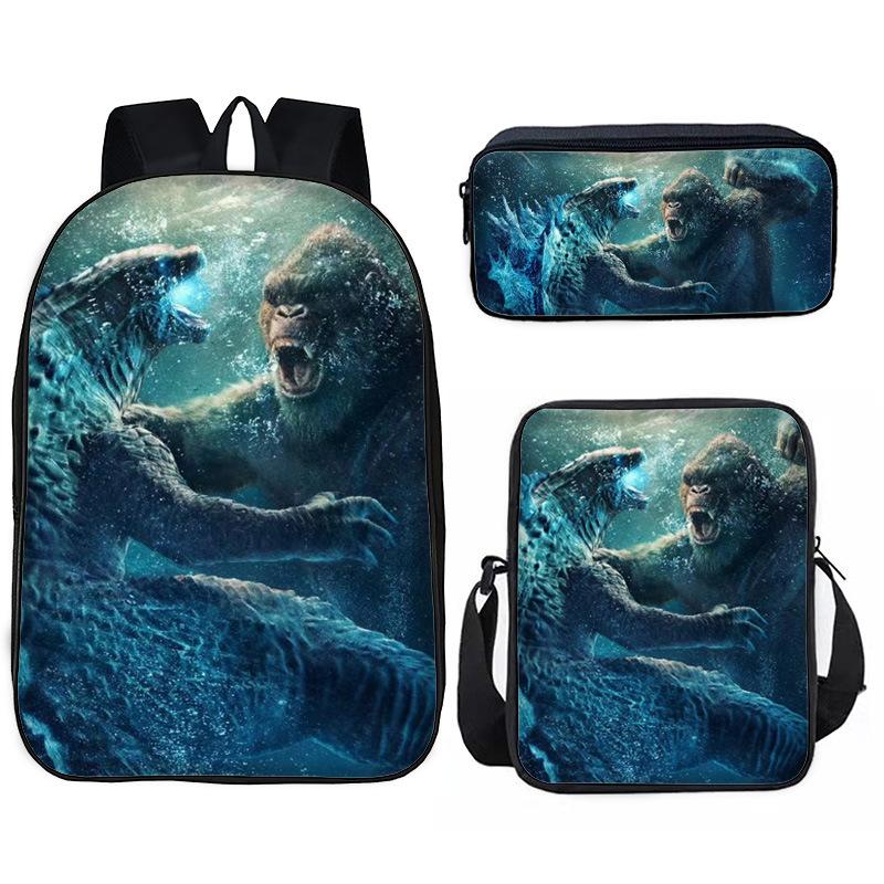 Godzilla vs. King Kong 2Godzillax Kongnoul Student Ghiozdan Geantă Etui Set din Trei Piese