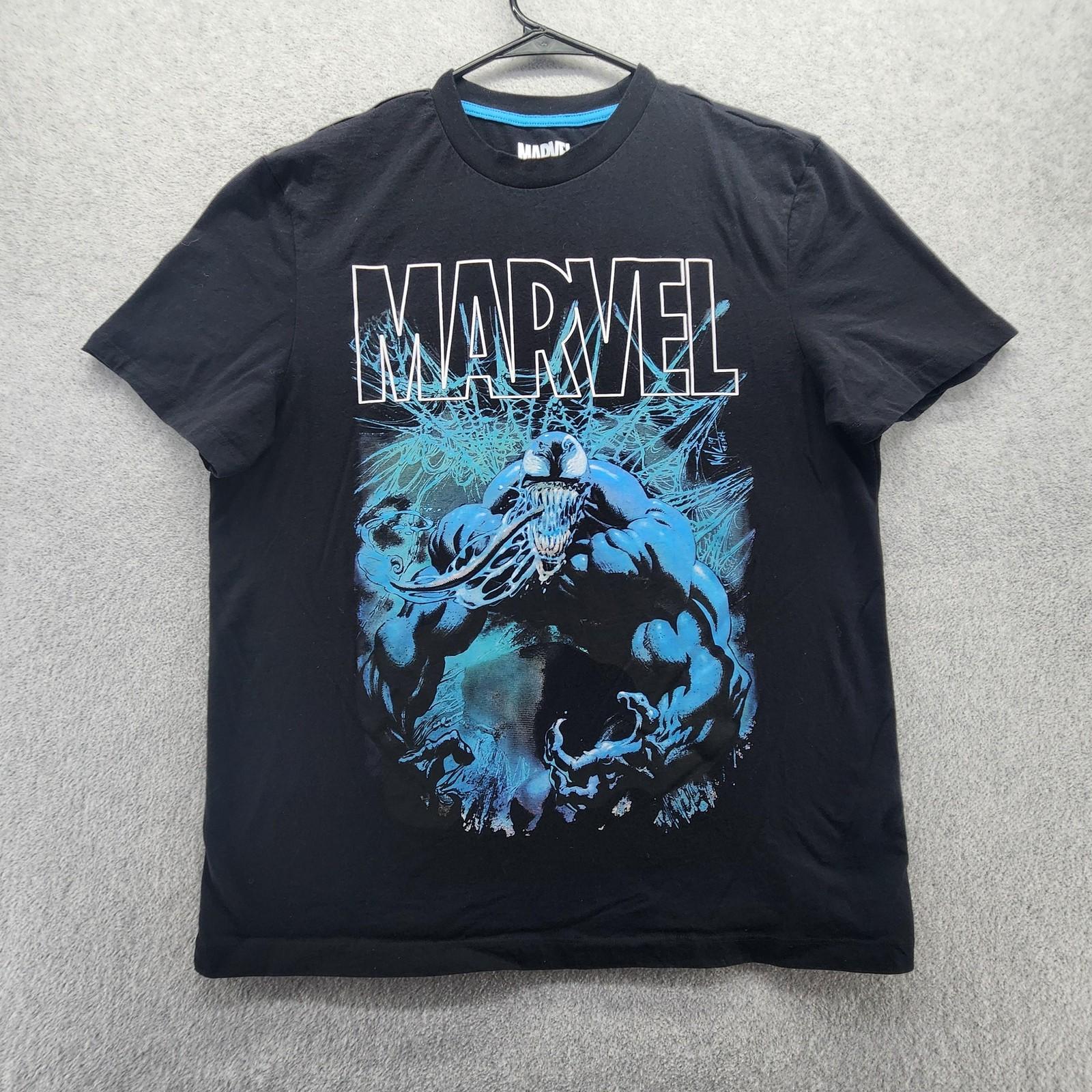 Marvel Shirt Mens Large Black Venom Marvel Logo Graphic Tee T-Shirt Tagless M