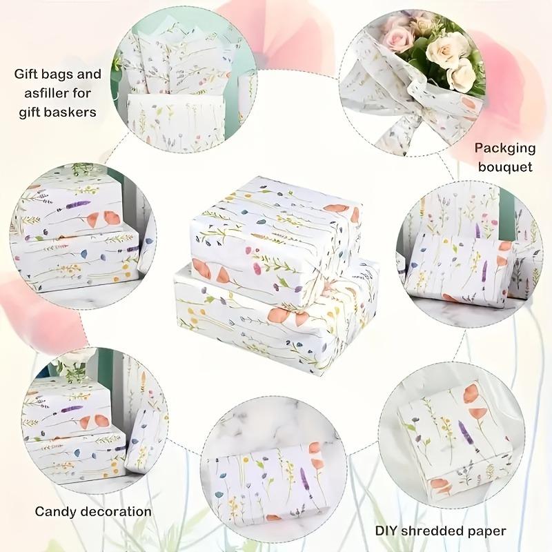 20 Sheets Lavender Print Gift Wrap Tissue Paper, 14x20 Inch Semi-Transparent for Valentine's Wedding Birthday, Craft Decor Sheet