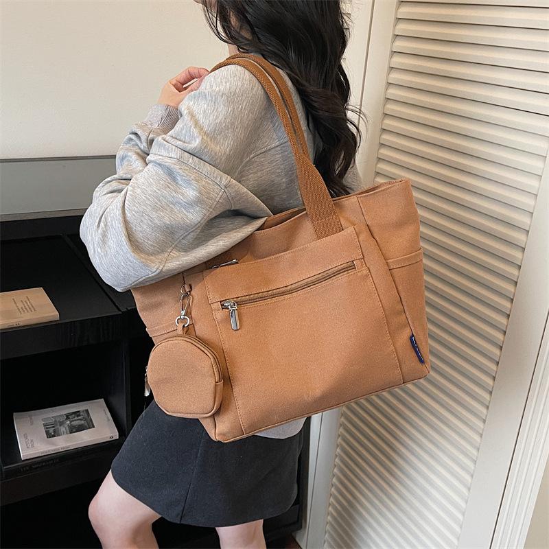 Versatile Women's Large Canvas Tote - Fashionable Mother-Child Casual Shoulder Bag for School & Commute
