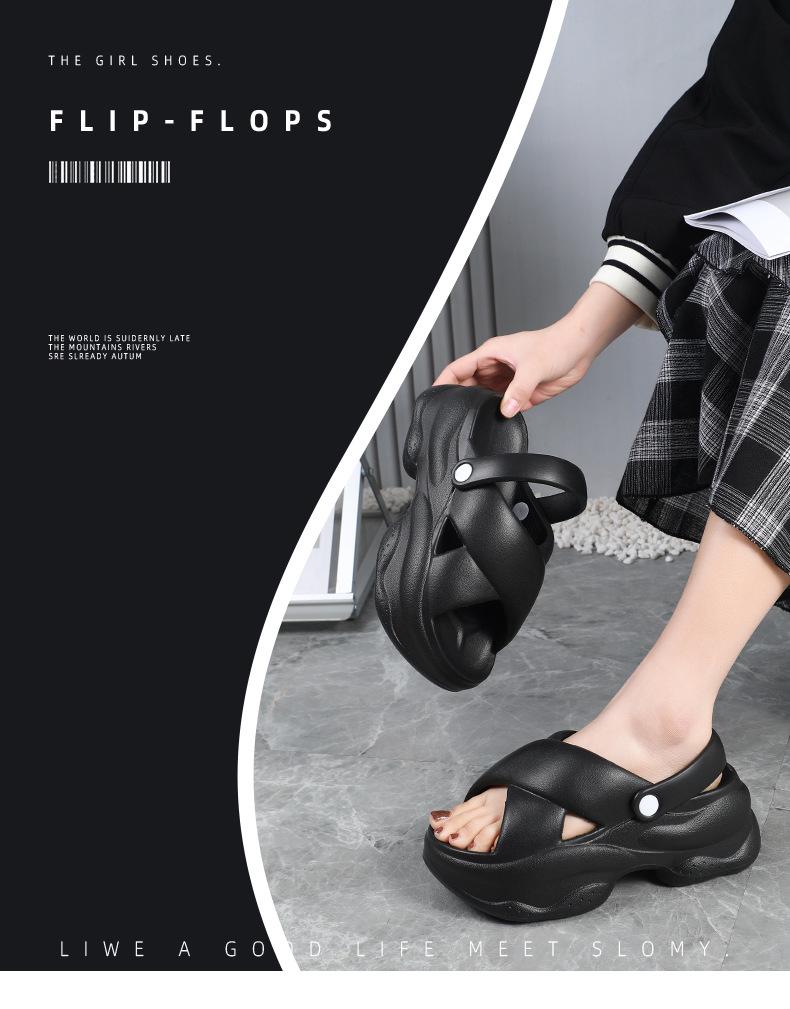 Women's Lightweight EVA Sponge Heel Cross-Strap Outdoor Platform Sandals for Summer Beach Wear