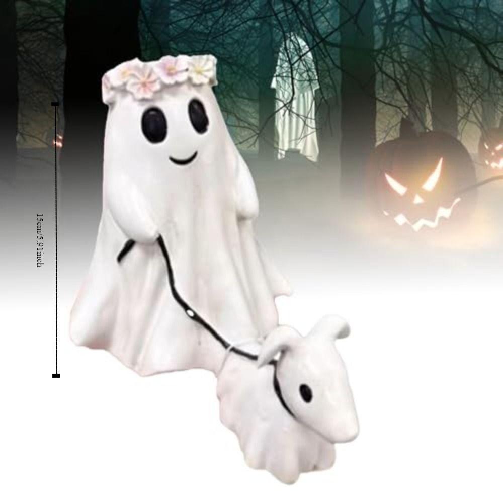 

Ghost Dog Spooky Ghost Dog Halloween Figurine Ghost Walking Halloween Ghost Dog Statues Halloween 15cm-girl