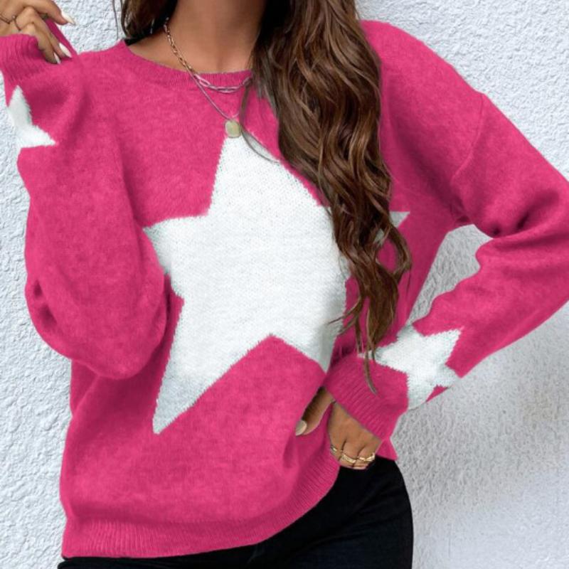 

IHUASU Осенне-зимний женский джемпер с круглым вырезом, вязанный жакет с нитью, темпераментный, индивидуальный L ярко-розовый