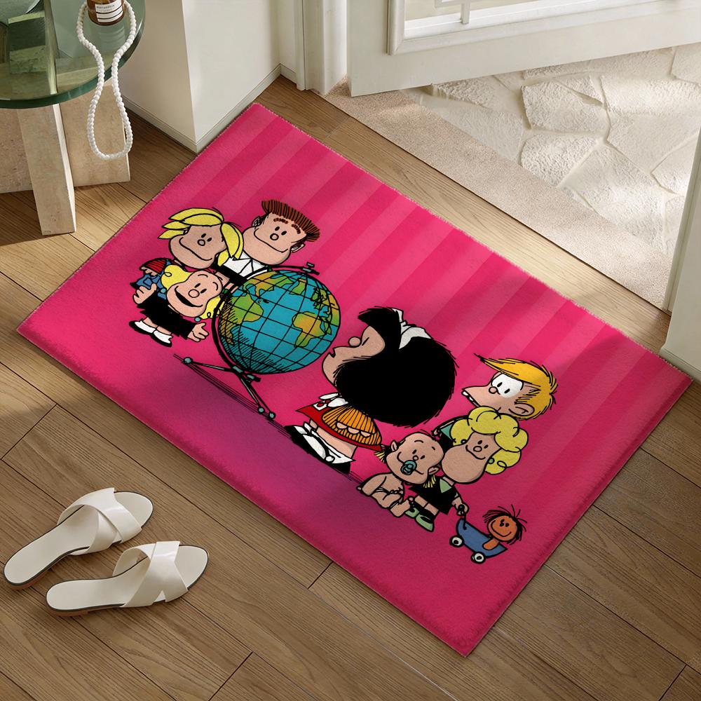 Cute Cartoon Mafalda Floor Mat Soft Flannel Non-Slip Door Mat - Thickened Rug for Living Room Home Decor 40x60cm