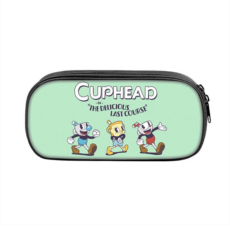 Cuphead Cartoon Pen Case Nylon Storage Pouch For Students And Kids
