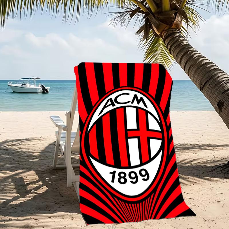 Beach Towel with Associazione Calcio Milan Pattern - soft,absorbent,machine washable Lightweight&Modern,swimming,Travel Essentials
