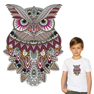 Pegatinas para Ropa con capucha, pegatinas étnicas de búho para Ropa, apliques de prensa de calor, camiseta Diy, parche para Ropa, camiseta, impresión térmica