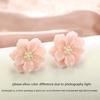 Big White Camellia Flower Imitation Pearl Stud Earring for Women Elegant Korean Sweet Resin Ear Wedding Party Jewelry