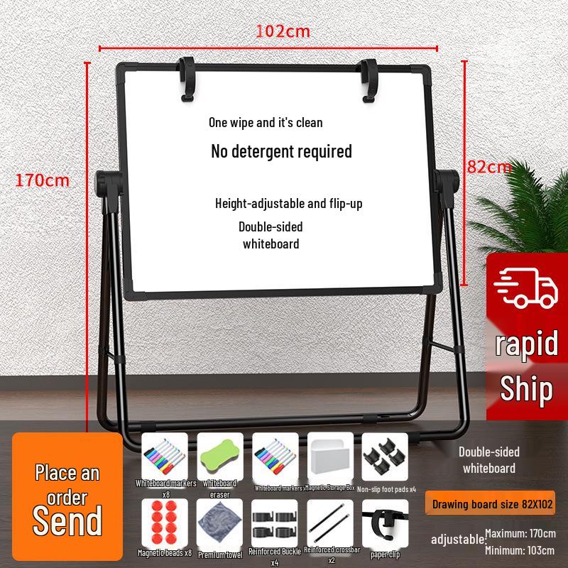 Foldable Double-Sided Magnetic Whiteboard with Mobile Stand for Home, Children's Teaching, and Conferences