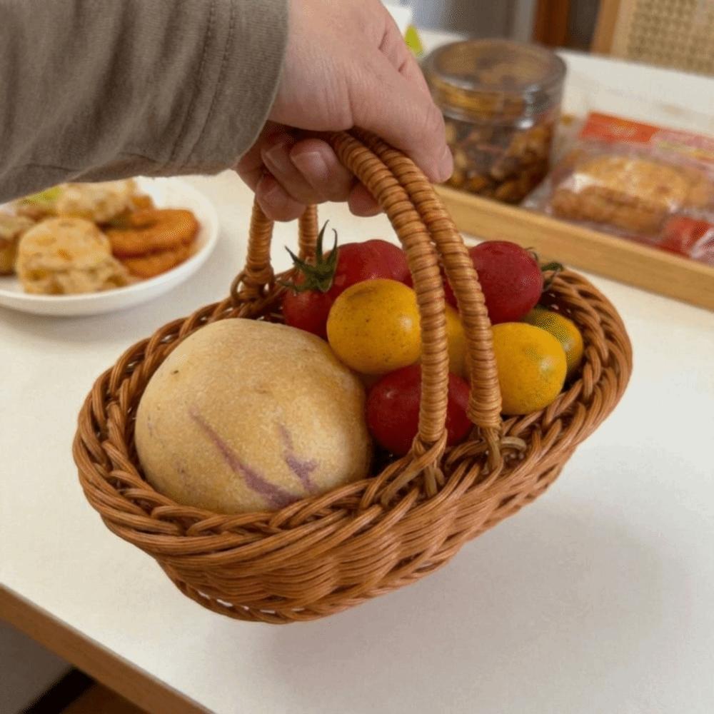 Household Bread Container Portable Fruit Storage Baskets Faux Wicker Tray  Restaurant Use