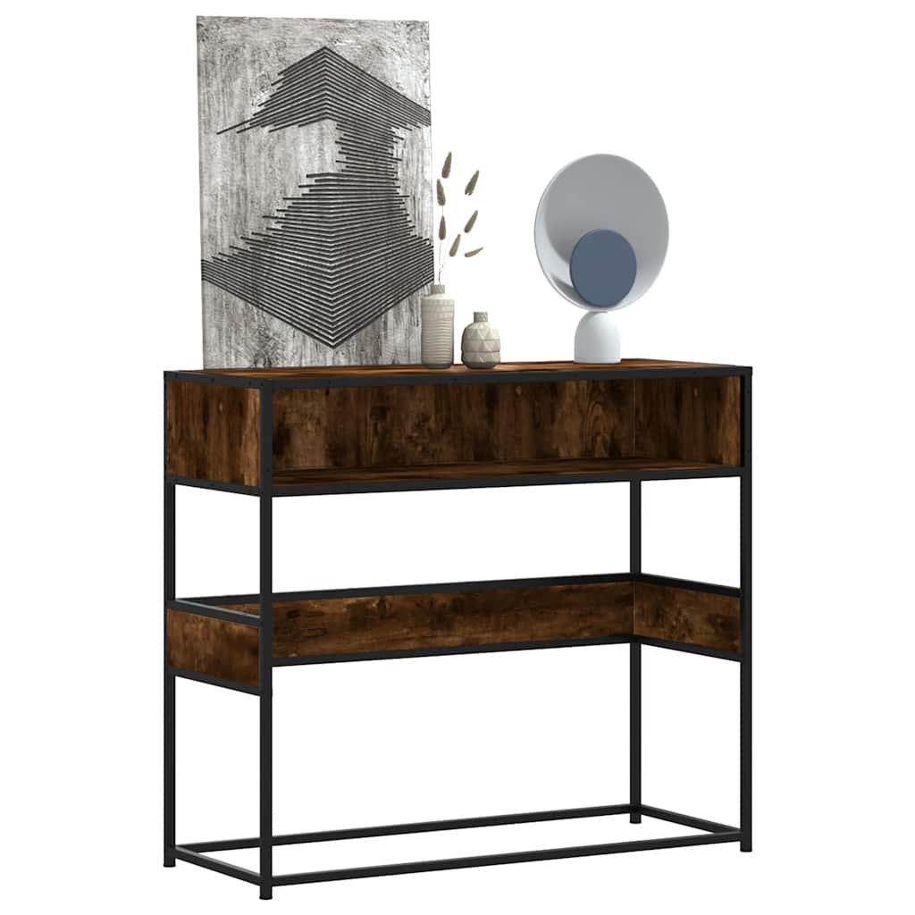 Sideboard in Brown Oak Look 35.5 x 35 x 76 cm Wood Based Panel & Metal