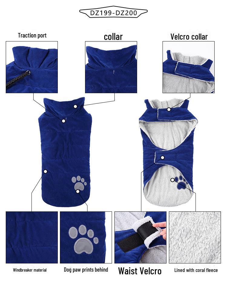 Meiqi Winter Reflective Pet Clothes for Large Dogs
