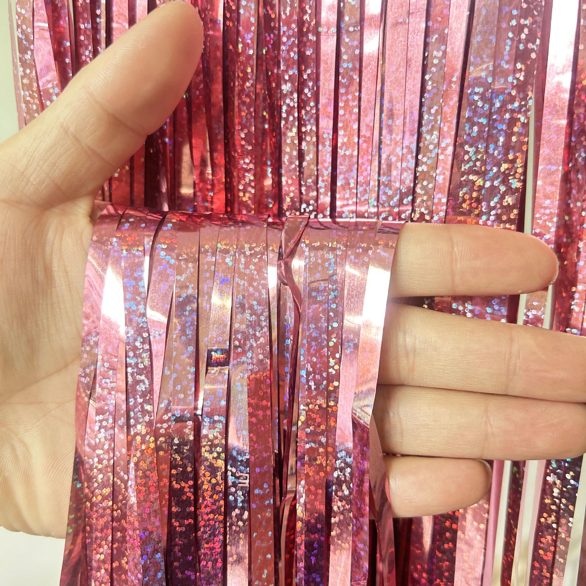 

Лазерный дождевой занавес фон - 1x2 метра бахрома украшение двери для вечеринок по случаю дня рождения 1m x 1m розового золота