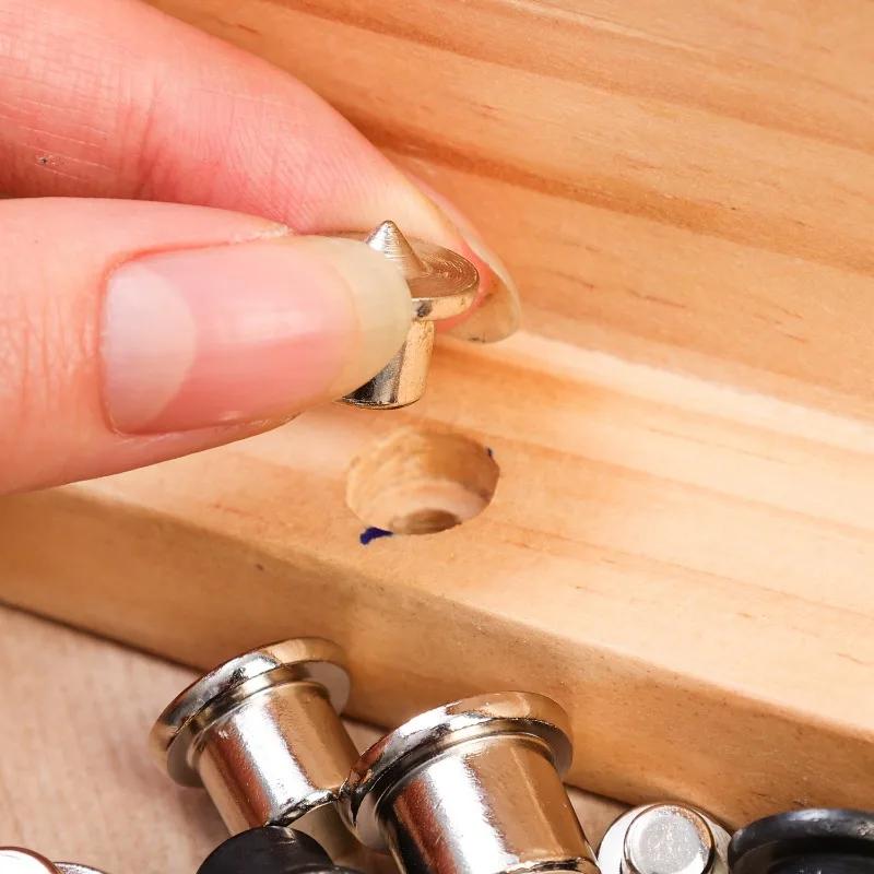 24-8PCS Wood Pin Locator Woodworking Panel Furniture Tenon Positioning DIY Center Punching Tools Set For Wooden Cabinet Closet