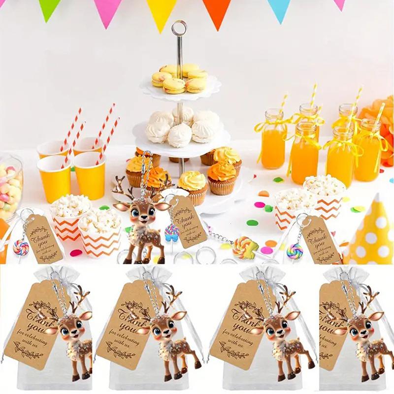 

10 Sets Christmas Favors Party Favors, Cute Keychain With Organza Bags Thank You Kraft Tags For Wedding Xmas Party