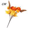Pumpkin And Berry Centerpiece Autumn Flower Bouquet, Artificial Fall Floral Picks with Maple Leaves Pumpkins Orange Yellow Berries Pine Cones