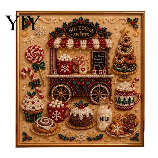 Detailed Resin Faux Diamond Kit Christmas Pearl Art Kit, 20x20cm Xmas Painting DIY Sparkling 3D Craft for Adults, Festive Wall Decor Unique
