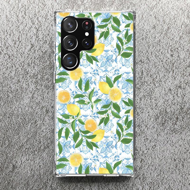 Summer Fruits Lemon Print Soft Case for Samsung Galaxy S25 S24 S23 S22 Ultra S21 Plus S20 FE Phone Shell S10 + Pattern Cover