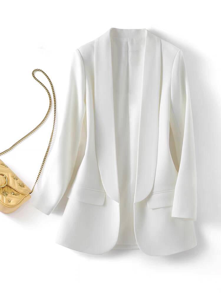 2025 Women's Slim Fit Lapel Suit - Solid Color, Spring/Autumn, Elegant Commute Style