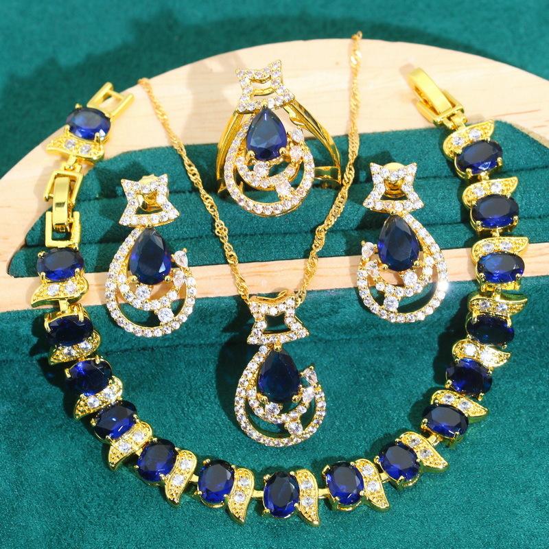 Jewelry Crystal Jewelry High Grade Zircon Bracelet Necklace Earrings Female Jewelry Set