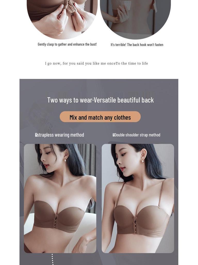 Strapless Gathered Push-Up Bra with Non-Slip Invisible Support