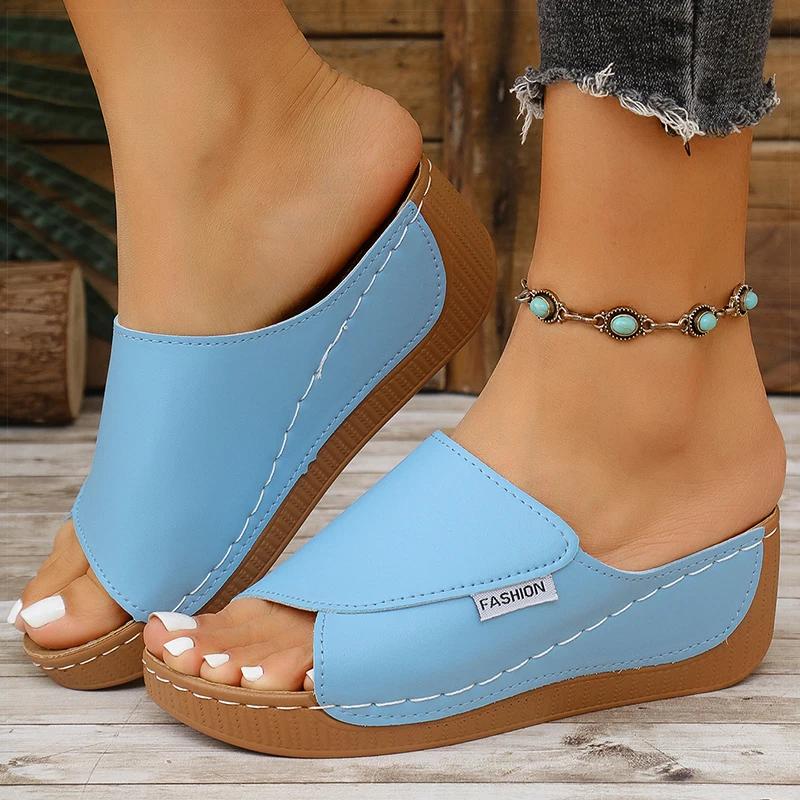 

Women s Sandals 5.5cm Heeled Sandals For Summer Women Shoes Soft Wedges Heels Sandalias Mujer 2025 New Shoes Summer Slippers 36