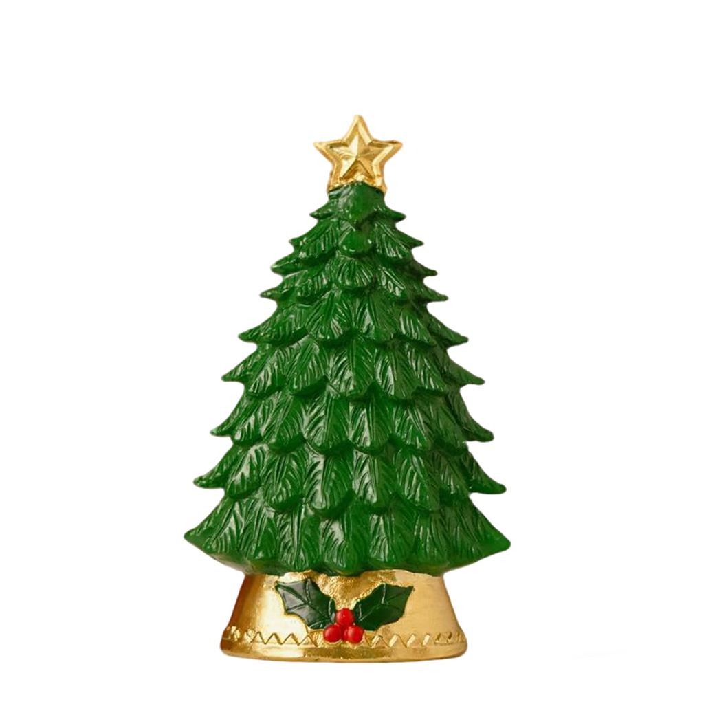 Christmas Ornament LED Lighted Resin Christmas Tree Multi-Color Design Desktop Decor Festive Holiday Home Tabletop Accessory